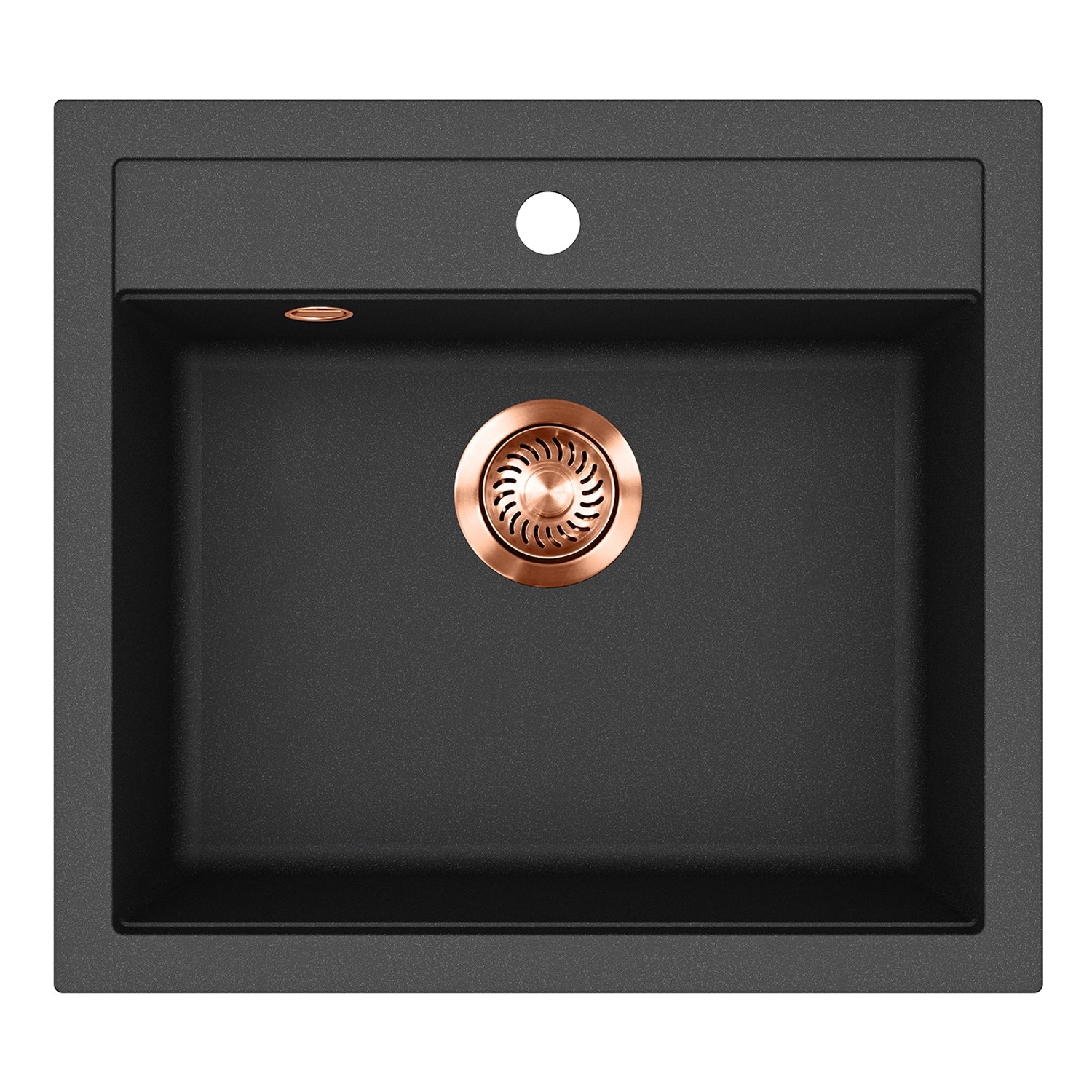 Helika Einbauspüle Quadro 56 cm x 51 cm Schwarz inkl. Kupferventil günstig online kaufen