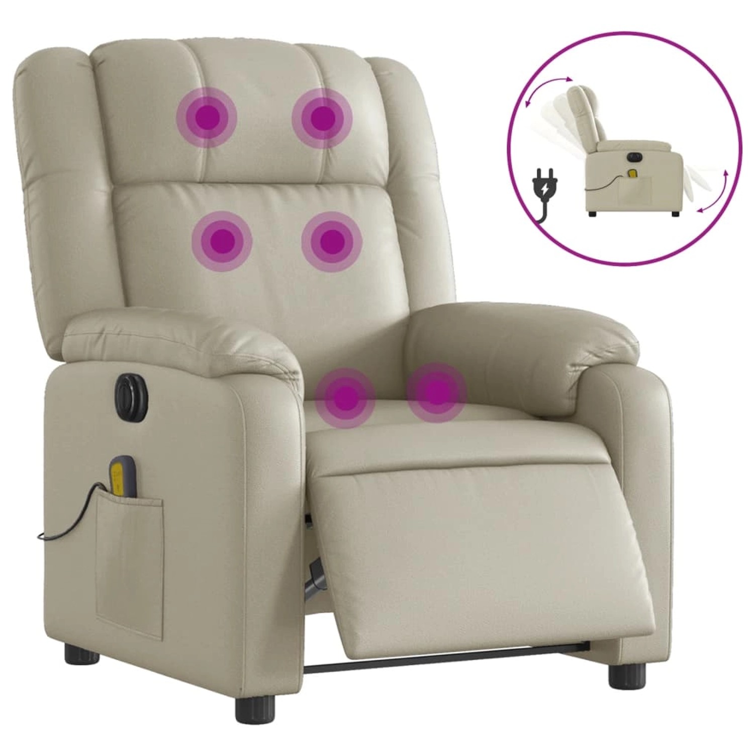 vidaXL Massagesessel Elektrisch Creme Kunstleder Modell 6 günstig online kaufen