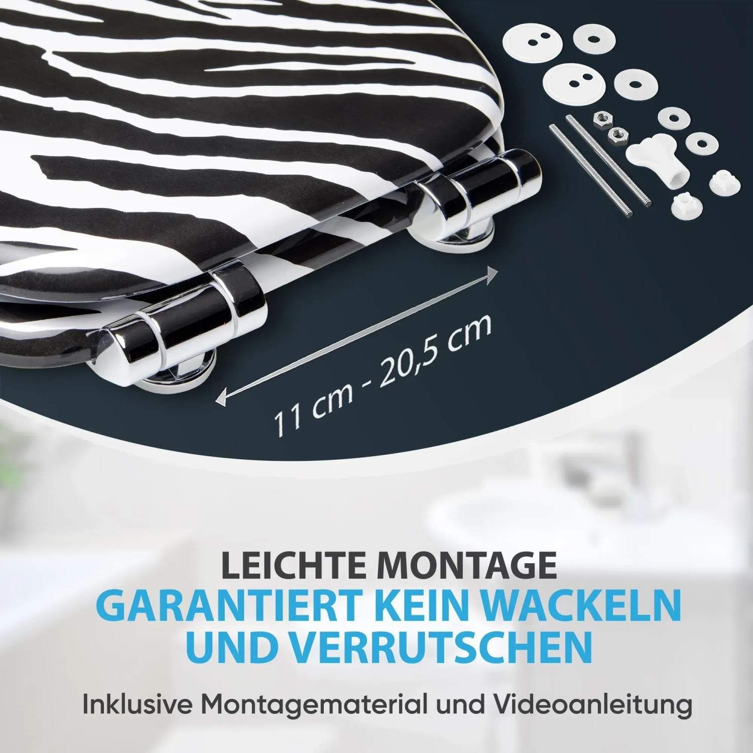 Sanilo WC-Sitz Zebra Look mit Absenkautomatik und Montagematerial.