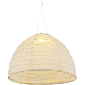Weiße Globo LED-Solarhängeleuchte aus Leinen, Ø 40 cm, für stimmungsvolle Solar-Deko im Garten.