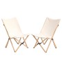 Costway 2er Set Campingstuhl Faltbar Bambusgestell Beige