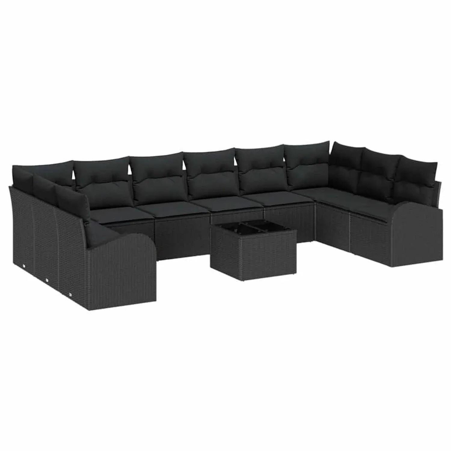 vidaXL Sofa Set mit Kissen mit Speicher 11-Tlg Schwarz Poly-Rattan 3354902 günstig online kaufen
