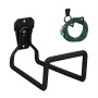 Schwarzer Relaxdays Wandschlauchhalter aus Stahl mit rutschfester Ummantelung. Für Gartenschläuche bis 45m.