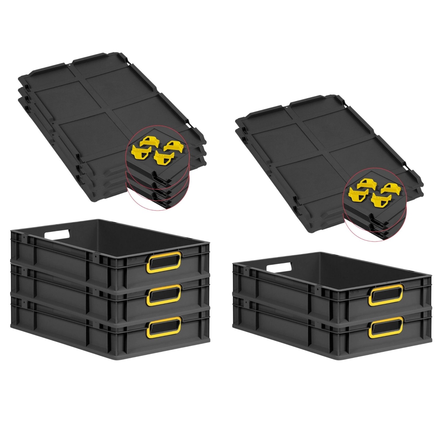 PROREGAL SparSet 5x Eurobox Nextgen Color Mit Auflagedeckel HxBxT 12x40x60c günstig online kaufen