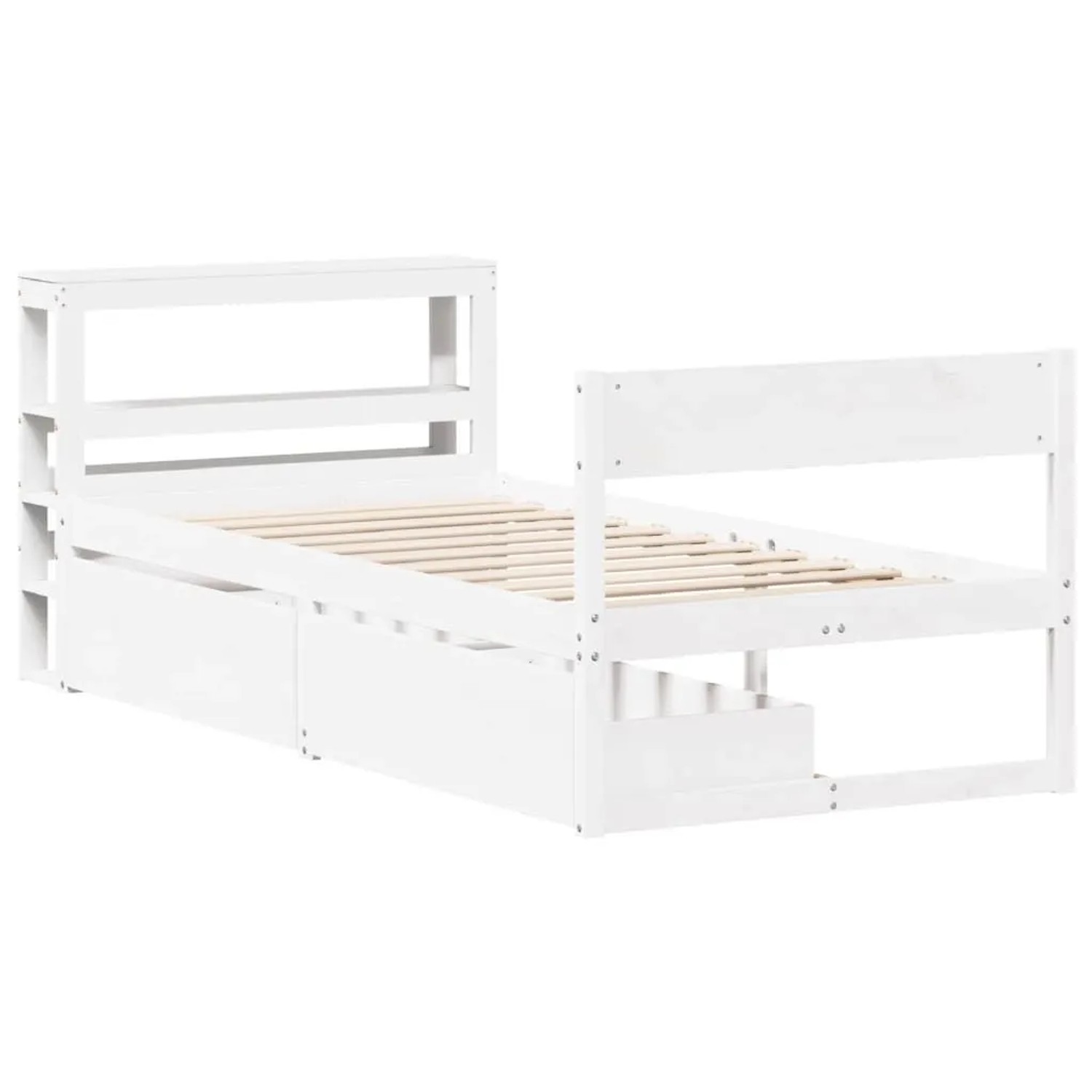 vidaXL Massivholzbett ohne Matratze Weiß 75x190 cm Kiefernholz 3306406