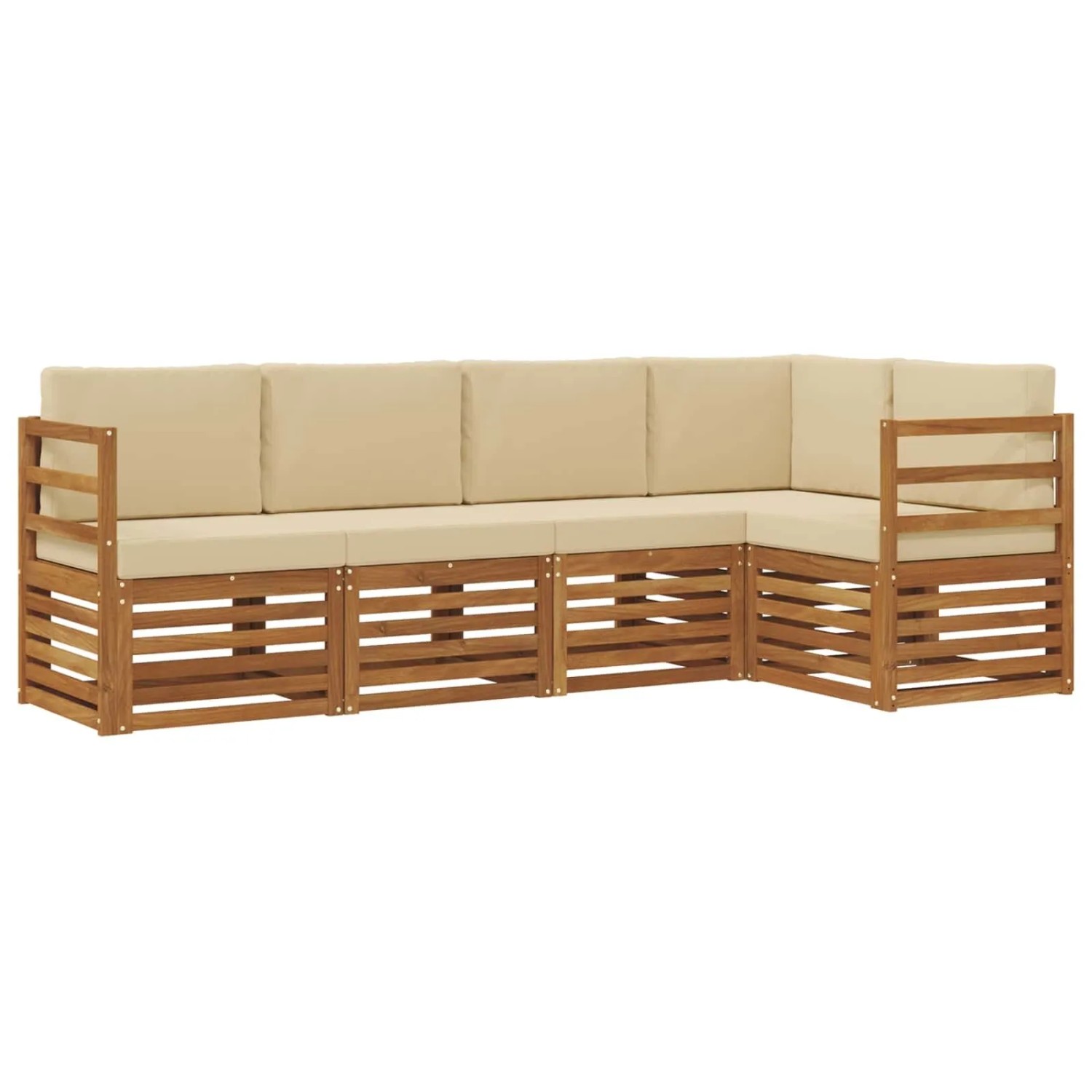 vidaXL Sofagarnituren 5 Tlg Natur und Beige Massivholz Akazie 3374793