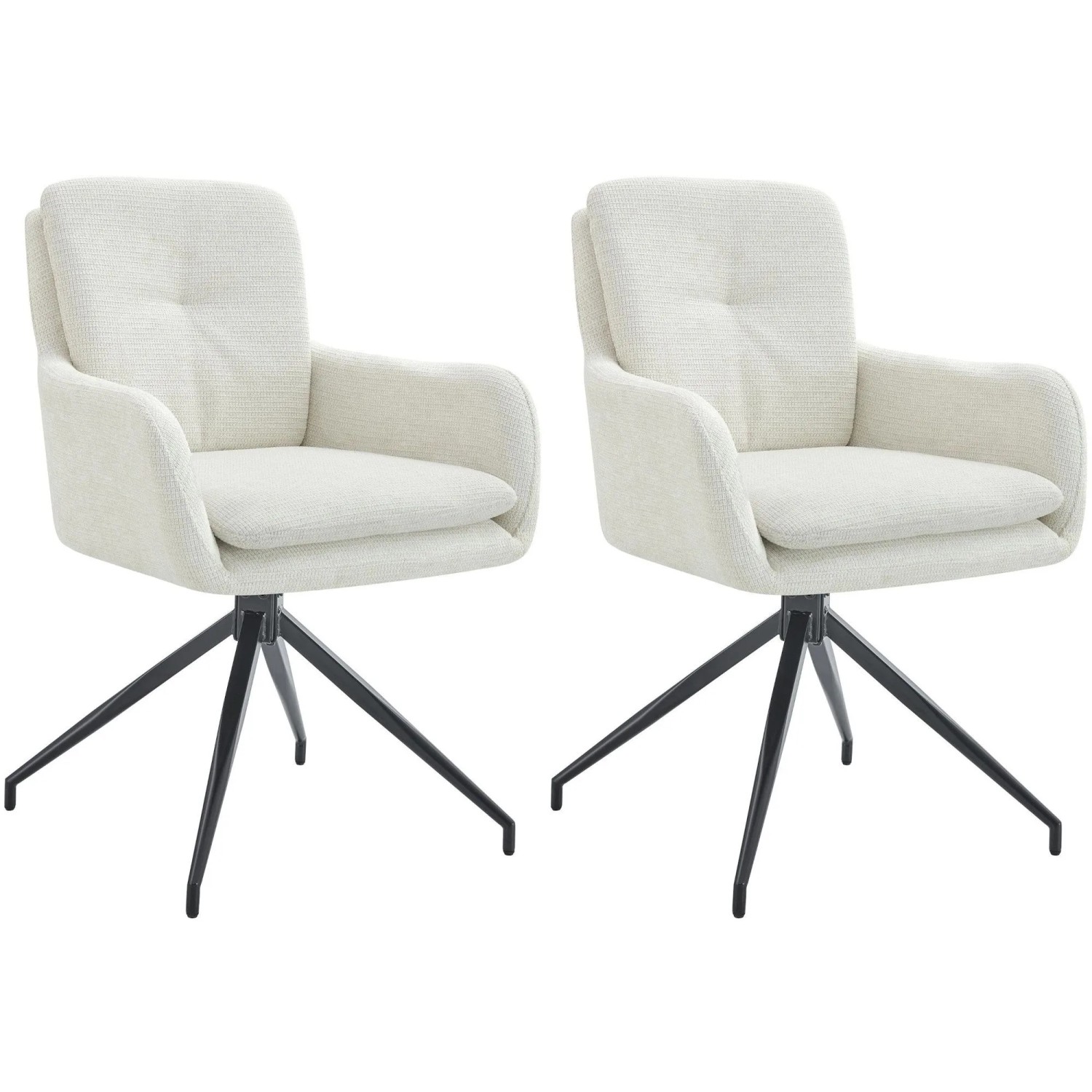 DELUKE 2er Set Esszimmerstuhl NAVER Stoff Creme 58x63x85cm Essstühle Esszimmerstühle Küchenstühle Wohnzimmerstühle