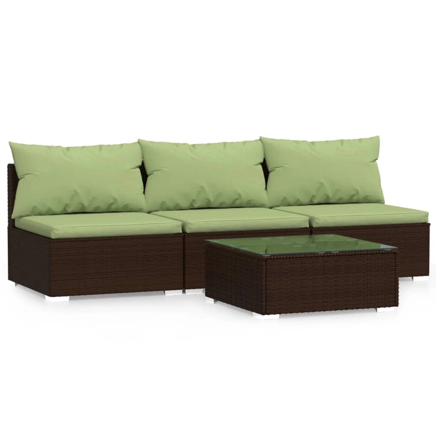 vidaXL 4-tlg Garten-Lounge-Set mit Kissen Braun Poly Rattan Modell 6 günstig online kaufen