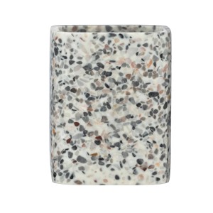 Wenko Zahnputzbecher Terrazzo, mehrfarbig, aus Polyresin. Dekorativer Bad-Accessoire im Terrazzo-Look.
