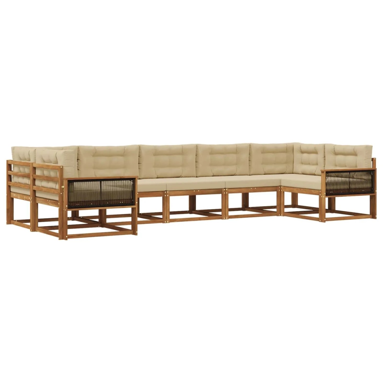 vidaXL Outdoor-Sofagarnitur mit Kissen 7 Stk Natur und Beige 3382866