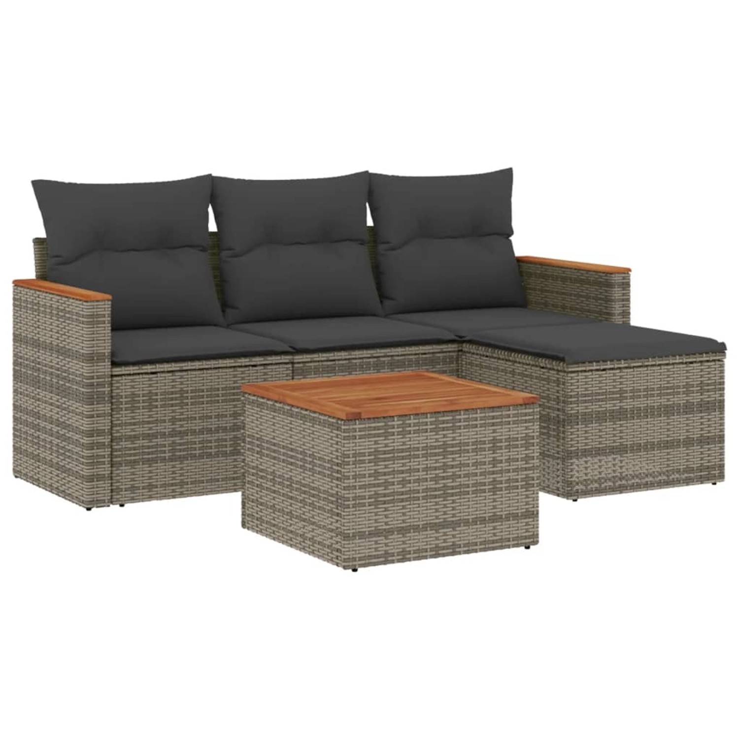 vidaXL 5-Tlg Garten-Sofagarnitur mit Kissen Grau Poly Rattan 3225913 günstig online kaufen
