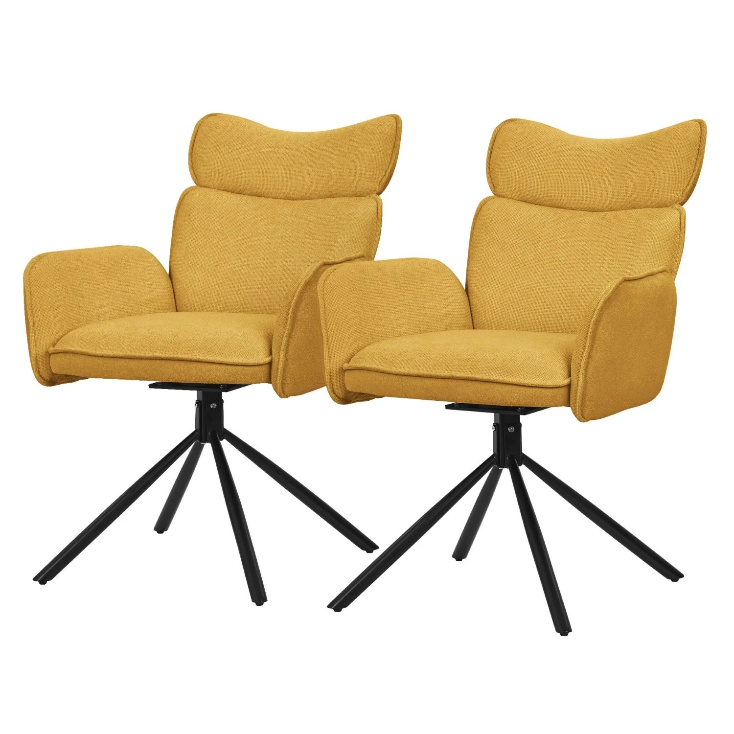 ML-Design Esszimmerstühle Drehbar 2er Set Senf mit Stoffbezug