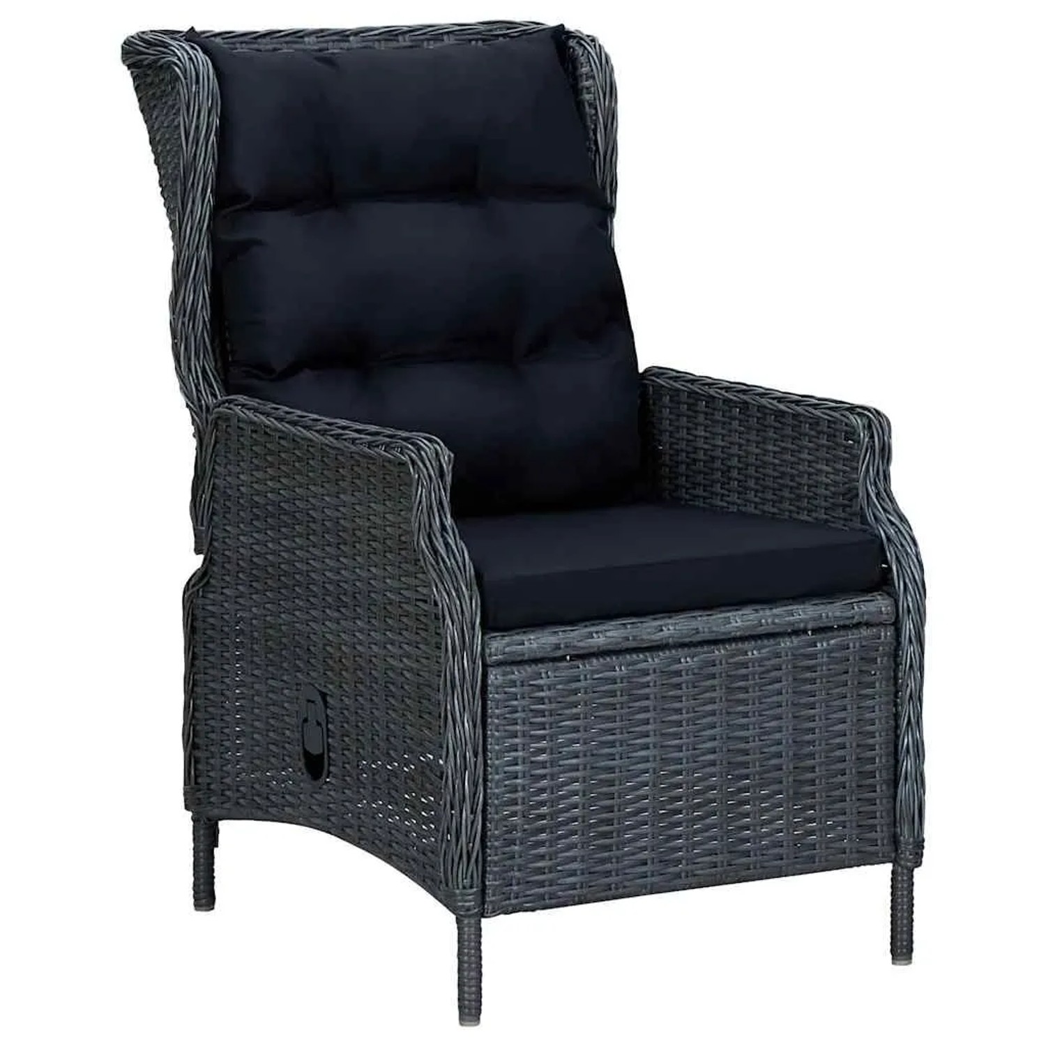 Furnicato Verstellbarer Gartensessel Mit Auflagen Poly Rattan Dunkelgrau