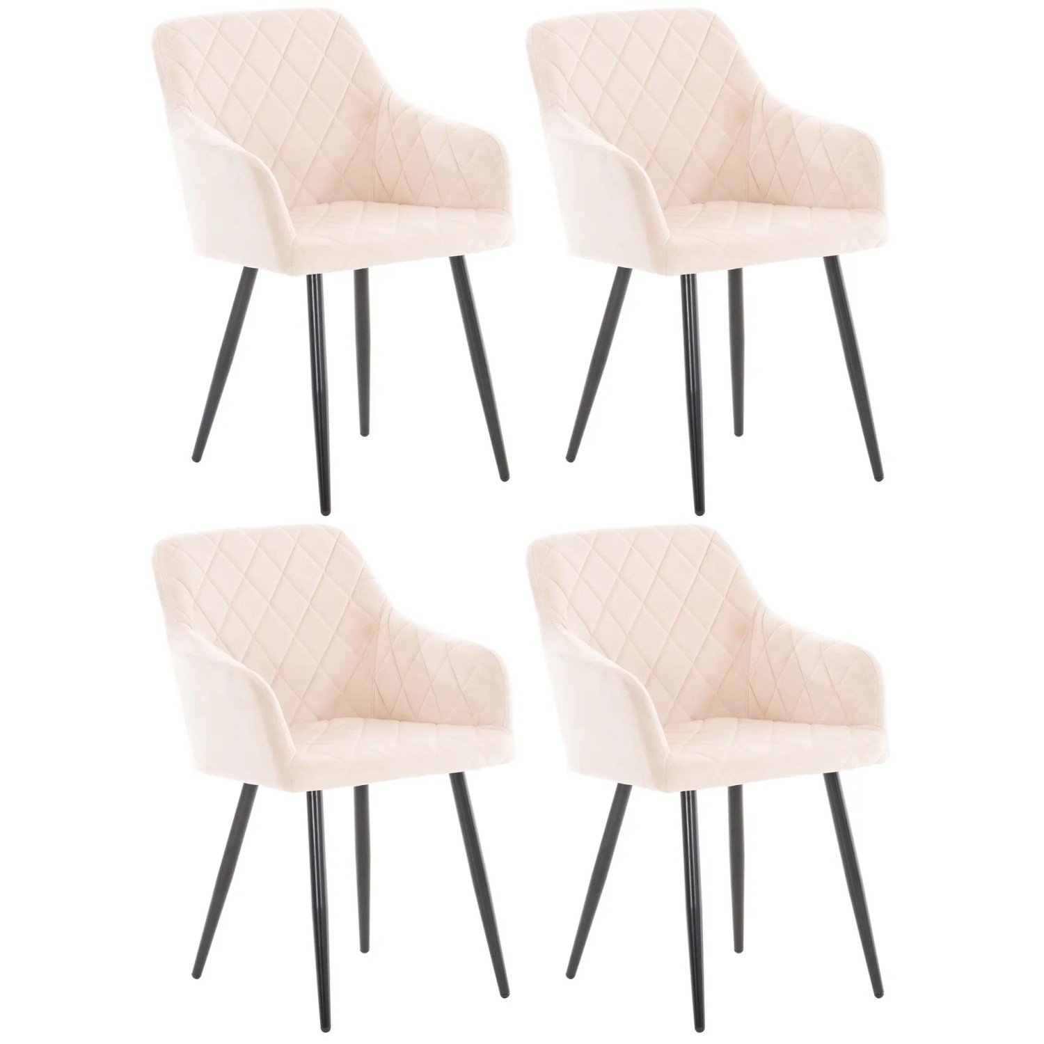 CLP 4er Set Esszimmerstuhl Shila beige/Samt