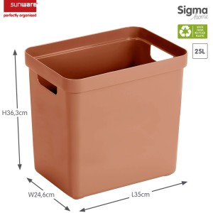 Sunware Aufbewahrungsbox Sigma Home 25 l Terra, Kunststoffbox mit Griffen, Farbe Terra.