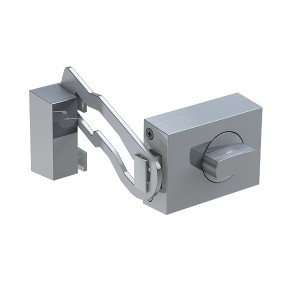 Basi Türzusatzschloss KS 500, Edelstahlfarben, kantige Ausführung mit Sperrbügel.