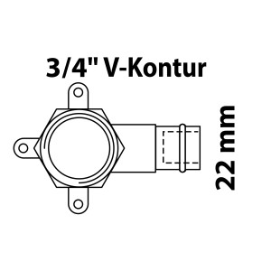 Kirchhoff RG-Wandscheibe, 22 mm x 24,2 mm (3/4 IG), Muffe, blank, für Pressfittings.