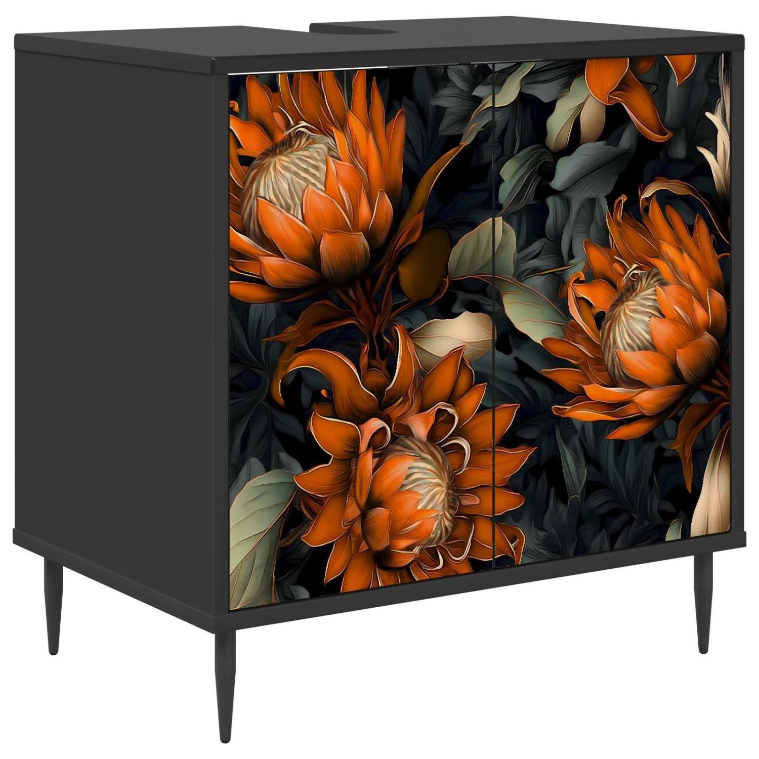 vidaXL Badezimmerschrank LOCHEM Schwarz Eichen-Optik 60 x 40 x 61 cm 8007410