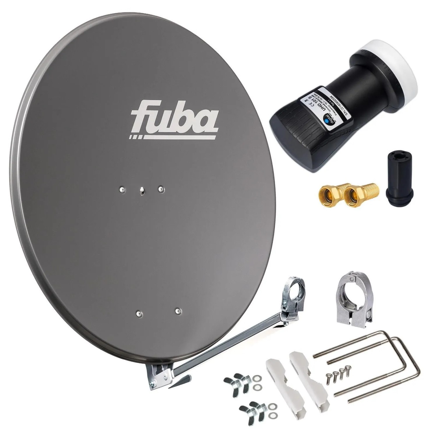 hb-digital Sat Anlage 80cm Fuba DAL 800 Aluminium Anthrazit mit Single LNB