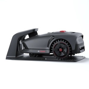 Dreame Mova Mähroboter, kabellos, für bis zu 1.000 m² Rasenfläche, seitliche Ansicht.