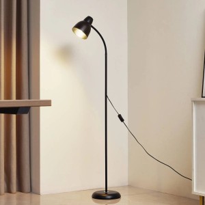 Schwarze Lindby Stehlampe Tebbi aus Metall, 1-flammig, für Wohnzimmer.