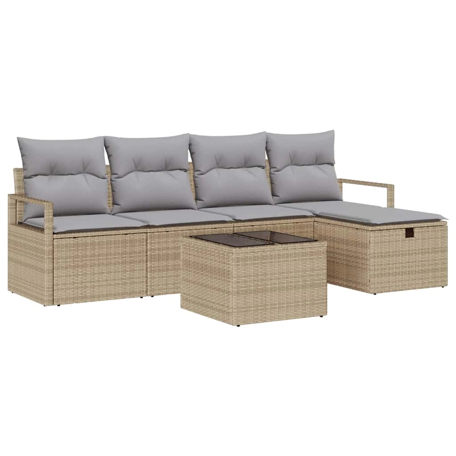 vidaXL 6-Teiliges Gartensofa-Set mit Kissen in Beige aus Poly Rattan 336050 günstig online kaufen