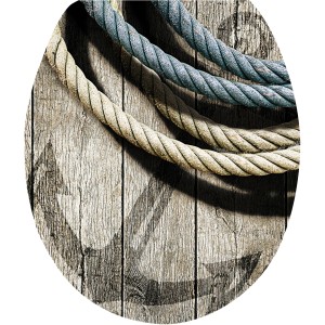 WC-Sitz Seemannstau Dekor mit Absenkautomatik. Hochglanz Optik mit Tau und Anker Motiv.