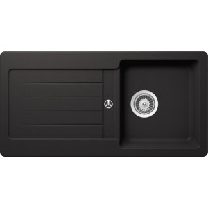 Respekta Granitspüle Atlanta, 86x43,5 cm, Schwarz. Spüle für Küchenunterschränke ab 45 cm Breite.