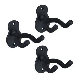 Relaxdays Gitarrenhalter 3er Set Eisen Schwarz 360 Grad Drehbar 9,5 cm x 8 cm x 12 cm 0,11 kg