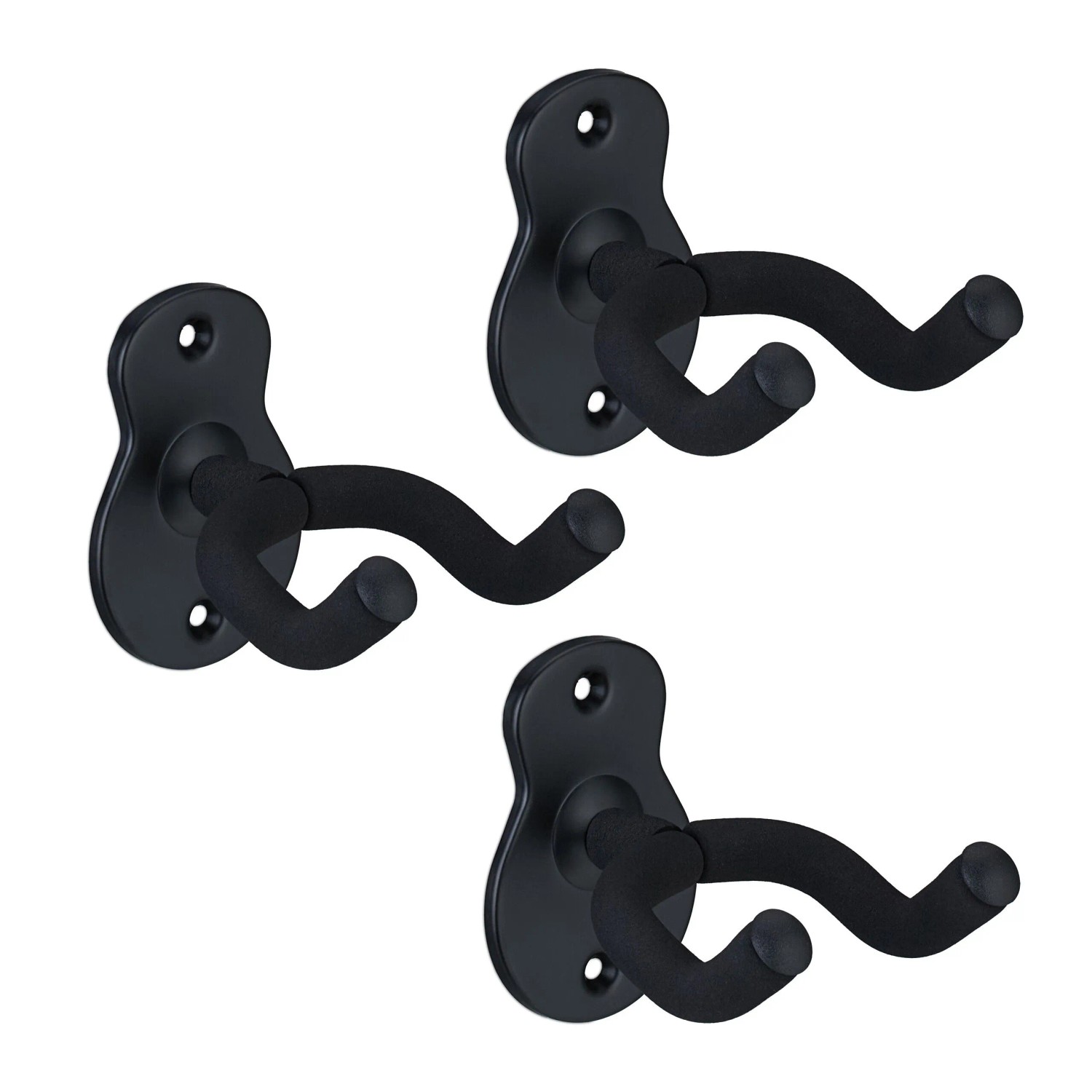 Relaxdays Gitarrenhalter 3er Set Eisen Schwarz 360 Grad Drehbar 9,5 cm x 8 cm x 12 cm 0,11 kg