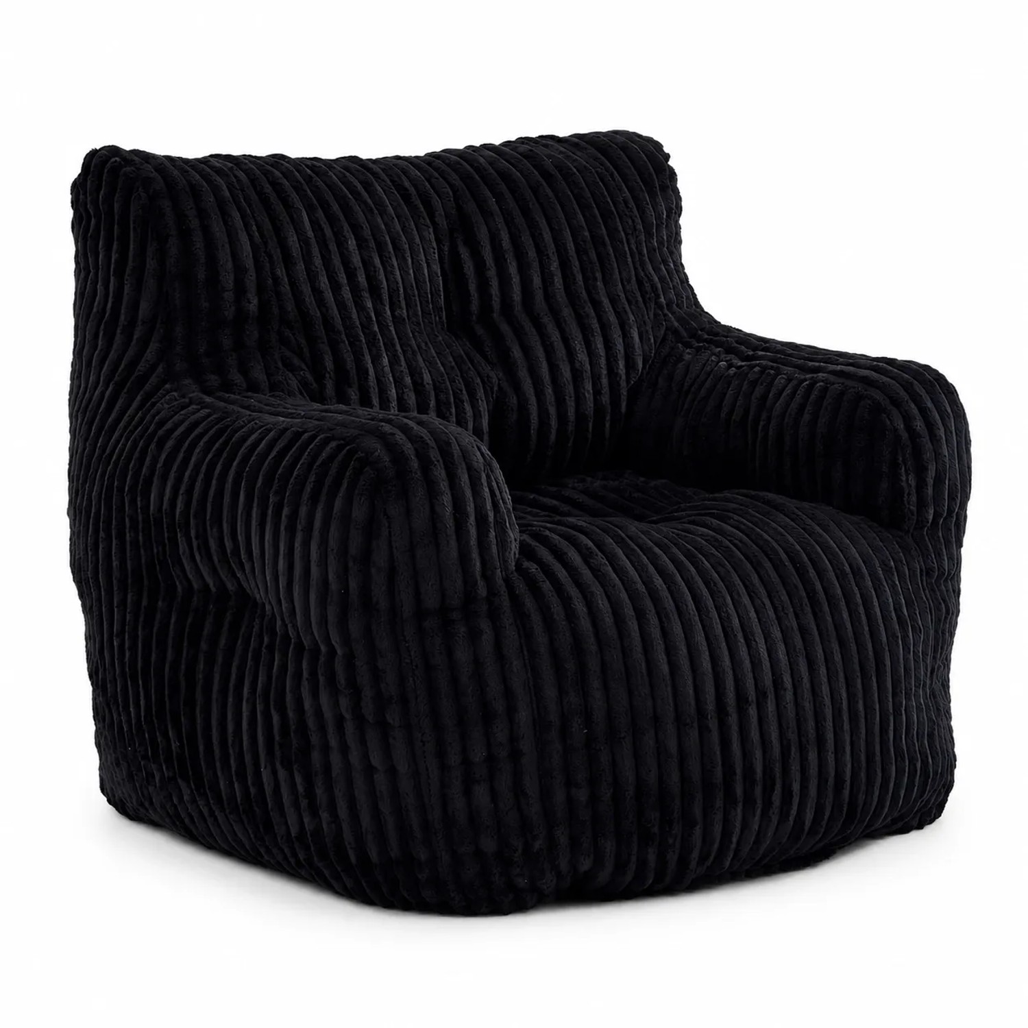 PXloue Einzelsofa Sitzsack Schwarz Cordbezug 100x94x74 cm für Wohnzimmer Schlafzimmer