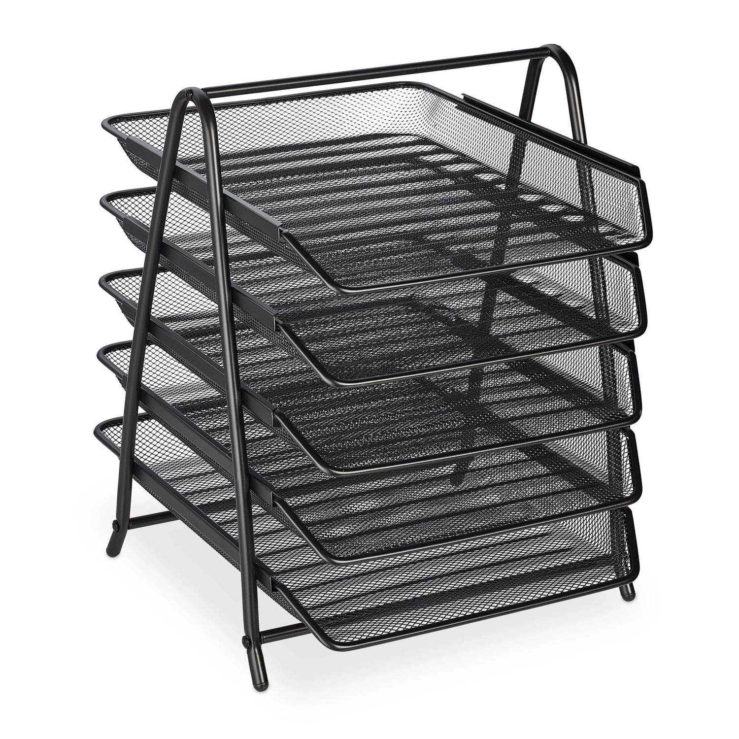 Relaxdays Dokumentenablage Stahl Schwarz Ausziehbar 5 Fächer 37,5 cm x 30 cm x 35,5 cm 1,7 kg
