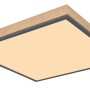 Quadratische LED-Deckenleuchte Doro in Holzfarben/Graphit, 45x45 cm. Dimmbar mit Fernbedienung.