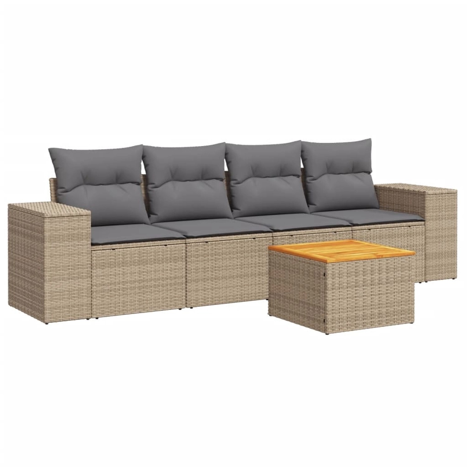 vidaXL 5-Tlg Garten-Sofagarnitur mit Kissen Beige Poly Rattan 3257655 günstig online kaufen