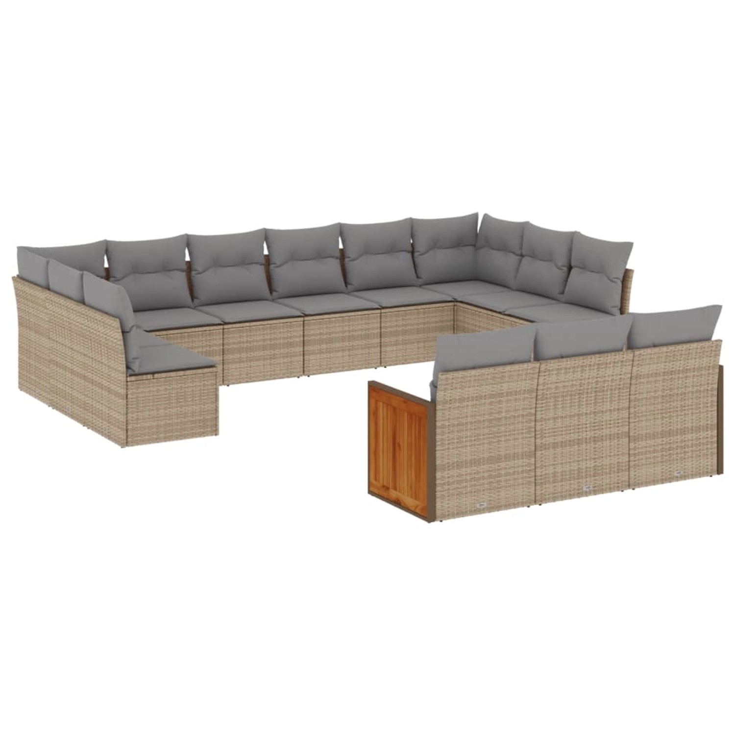 vidaXL 13-Tlg Garten-Sofagarnitur mit Kissen Beige Poly Rattan 3228138 günstig online kaufen
