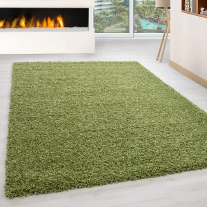 Ayyildiz Hochflorteppich Life 1500, grün, 80x250 cm. Flauschiger Shaggy Teppich für Wohnräume.