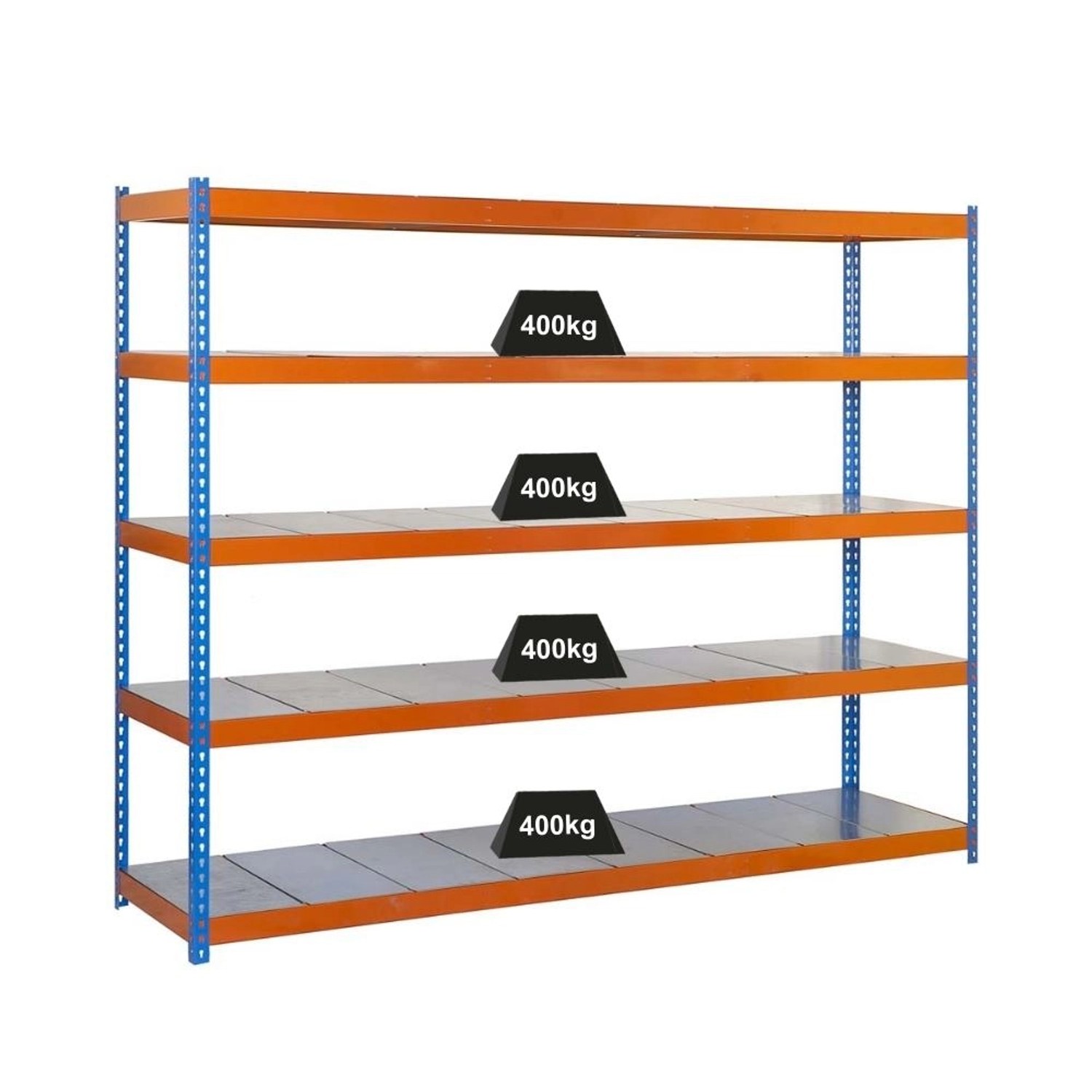 PROREGAL Schwerlastregal Big Metal Yeti Five HxBxT 200 x 180 x 60 cm Fachlast 400 kg Blau-Orange