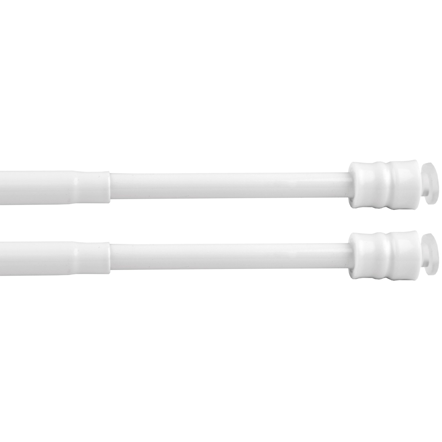 2er-Pack weiße Bestlivings Klemmstangen mit Schraubtechnik, 60-90 cm, für Gardinen.