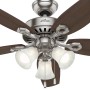 HUNTER Deckenventilator Builder Plus, 132 cm, Nickel gebürstet, mit Leuchten und Zugketten.