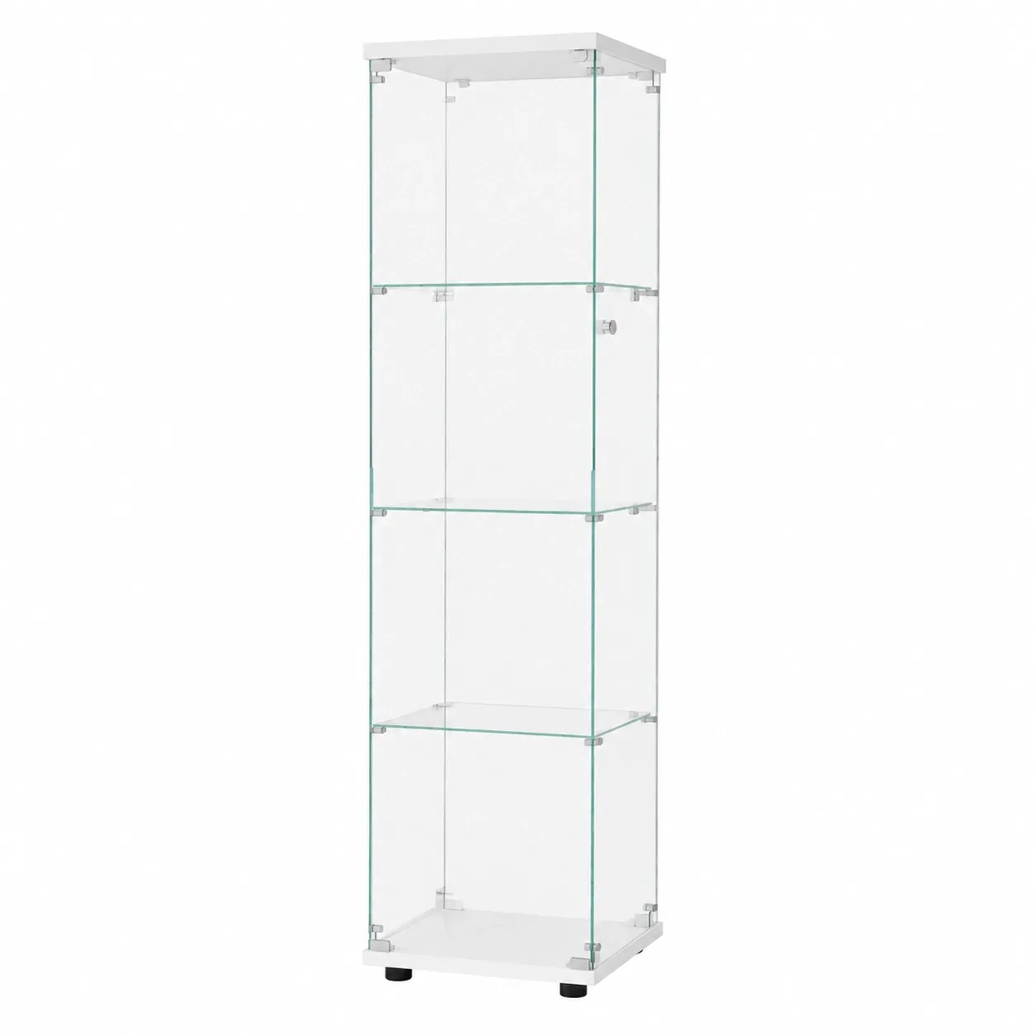 PXloue Vitrinenschrank 4-Stöckig Staubdicht Weiß für Wohnzimmer