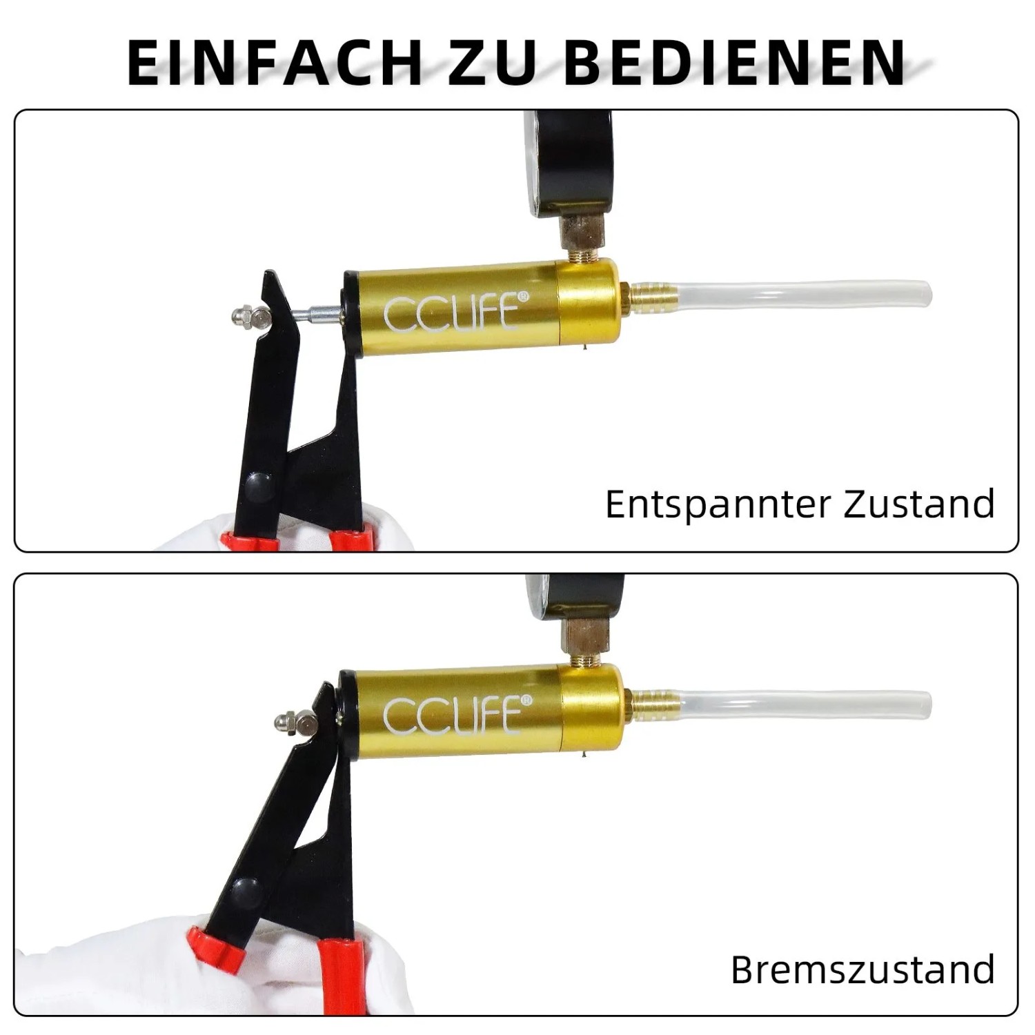 CCLIFE Bremsenentlüfter im Einsatz: Bremsflüssigkeit wechseln mit dem Vakuumpumpe Werkzeug-Set.