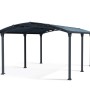 Canopia Carport Arcadia 5000 in Anthrazit, 360x510 cm, mit gewölbtem Dach und sechs Pfosten.