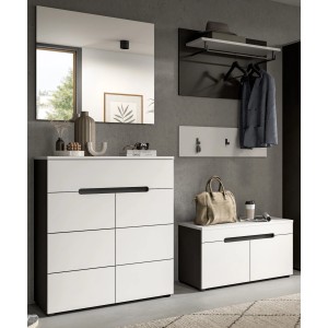 Inn.Furn Garderoben-Set 5-teilig in Weiß und Grau 175 cm Cooper