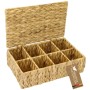 HMF 37290-33CM Teebox Teebeutel Geflochten Wasserhyazinthe Tee Aufbewahrungsbox 8 Großen Fächern 33 x 21 x 10 cm