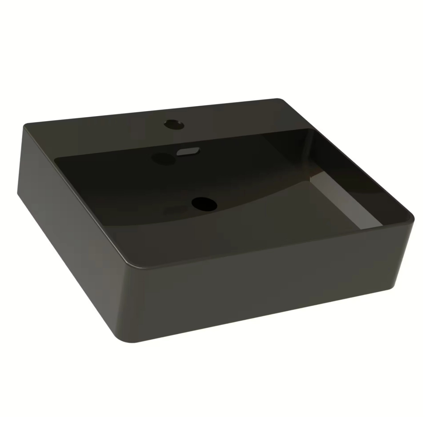 Fackelmann Aufsatzbecken Keramik Vaida 50 cm x 13 cm x 42 cm Schwarz