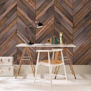 Art for the Home Fototapete Herringbone, Holzoptik im Arbeitszimmer.