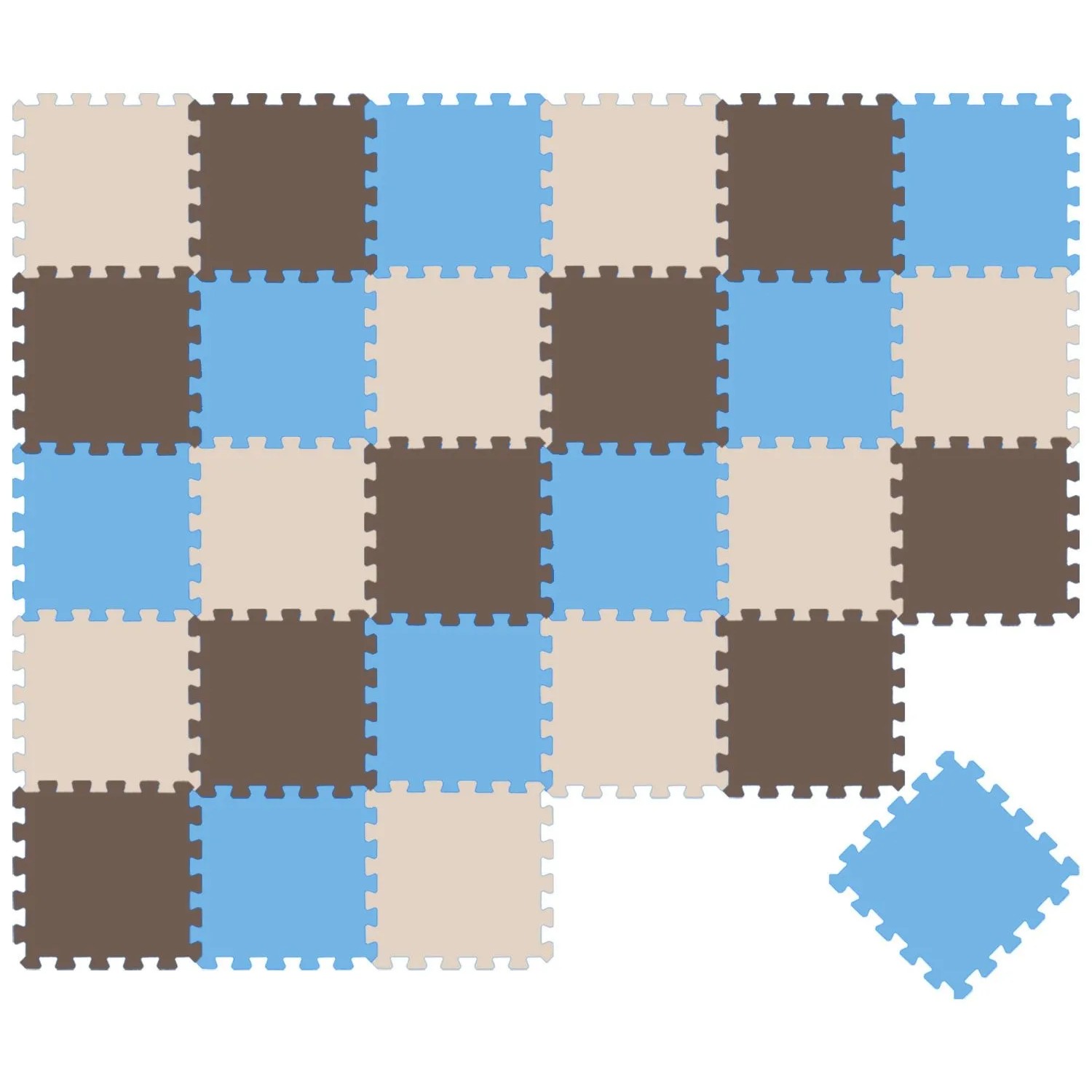 LittleTom Baby & Kinder Puzzlematte 30 x 30 cm 27 Teile Beige Braun Hellblau