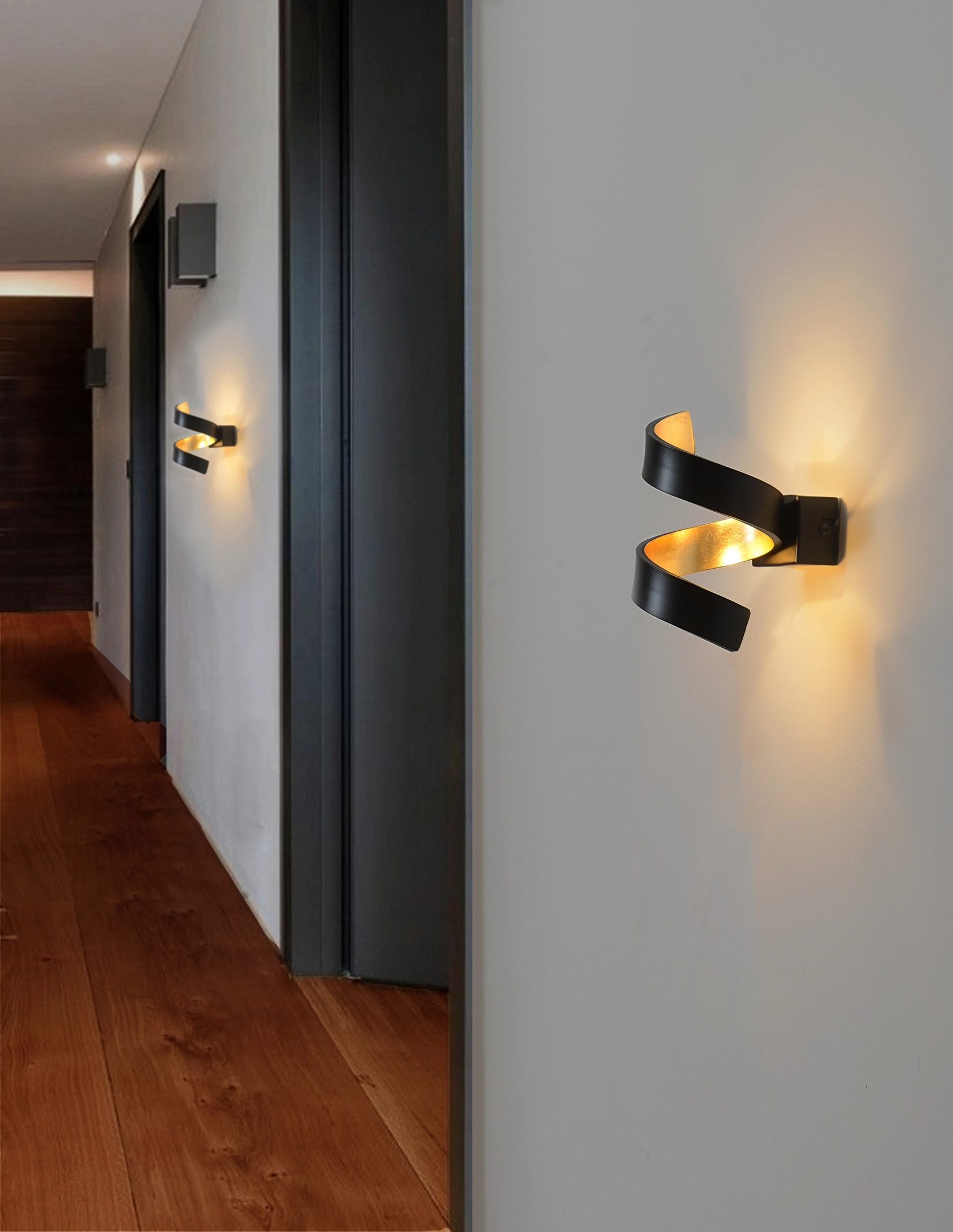 Luce Design LED-Wandleuchte Helix Schwarz-Gold 17 cm x 10 cm x 13 cm kaufen  bei OBI