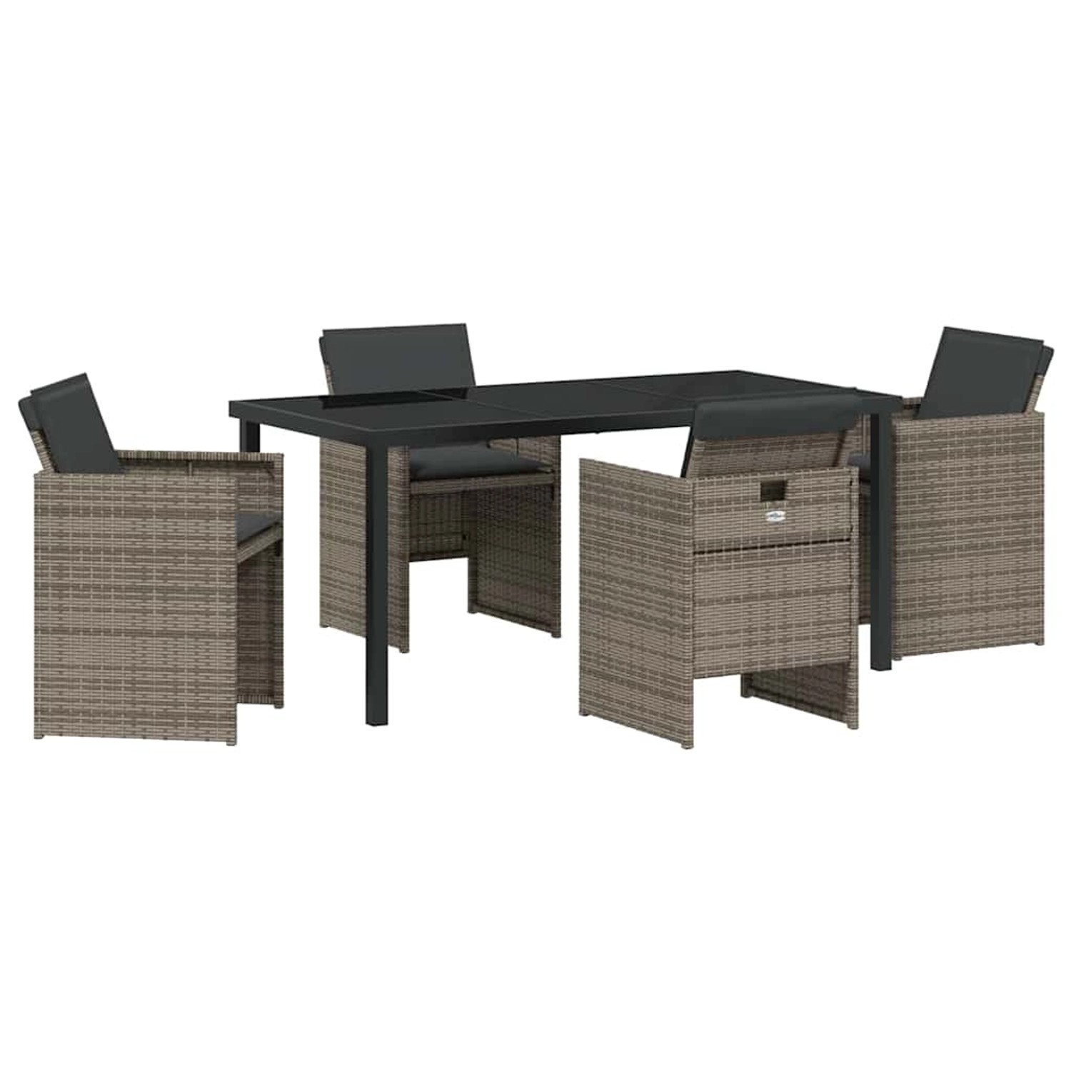 vidaXL Garten Essgruppe mit Kissen Falten 5-Tlg Grau Poly Rattan 3379950 günstig online kaufen