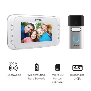 Smartwares Funk Video-Türsprechanlage mit 4,3'' Bildschirm und Außenkamera.